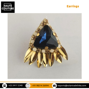 Pendientes de gota de piedra de cristal de zafiro de 3 cm con forma de triángulo hechos a mano para mujer para ropa de fiesta a un precio razonable - Product Image 5