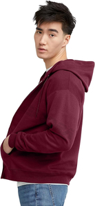Sudaderas con capucha de algodón/poliéster de gran tamaño con cremallera de cara completa Unisex, ropa de calle, sudaderas con estampado de hojaldre, teñidas lisas para invierno - Product Image 3