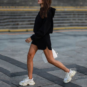 Sweat à capuche en coton personnalisé de haute qualité pour femme, avec logo sur le devant, en polaire à séchage rapide, ensemble de survêtement décontracté deux pièces - Product Image 6