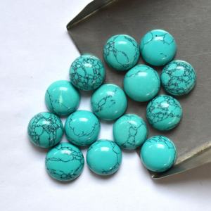 Piedra preciosa cabujón con parte posterior plana de forma redonda turquesa azul sintética para hacer joyas como anillos collar pulsera colgante - Product Image 2