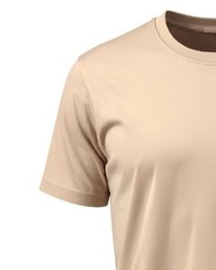 Camiseta de algodón beige liso para hombre, con cuello redondo de manga corta Camiseta clásica, camiseta de verano informal transpirable suave, logotipo personalizado OEM - Product Image 4