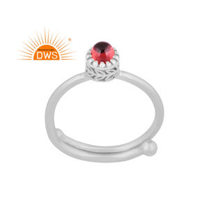Latest Design Fine Sterling Silver Natural Garnet Gemstone <b>Adjustable</b> <b>Ring</b> Jewelry Manufacturer - Product Image 1