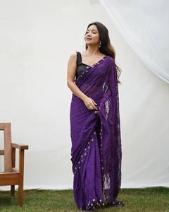 Pure Georgette Saree con hilo de viscosa funciona con Handwork border Wedding wear Sari, Designer Party Wear Saree. - Product Image 2