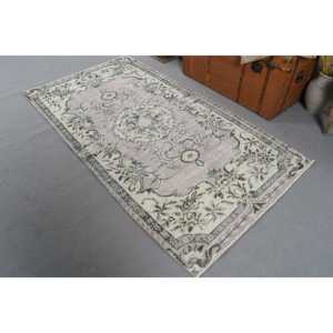 Tapis vintage 3,7 x 6,9 pieds, tapis turc gris du sud-ouest en laine - Product Image 2