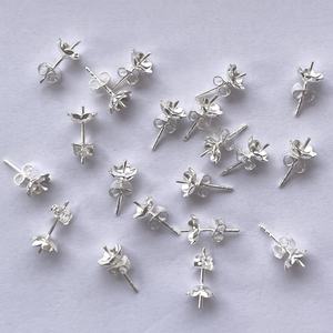 7mm 925 Sterling Silver Flower Round <b>Stud</b> Earrings Blank Empty Setting Gold Micron Findings Semi Mount Earring Wholesale <b>Mould</b> - Product Image 1
