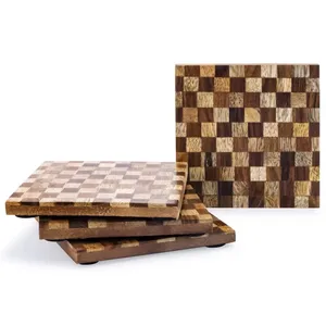 Juego de posavasos de madera de nogal hechos a mano rústicos para bebidas decoración artesanal para uso doméstico y de oficina - Product Image 2