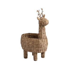 Panier en jacinthe d'eau naturelle rustique tissé à la main en forme de renne, panier de rangement pour jouets, décoration saisonnière en provenance du Vietnam - Product Image 1