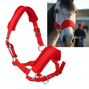 Harnais en nylon pour cheval avec rembourrage en polaire, collier de tête réglable et robuste, et embout de nez et couronne rembourrés doux - Product Image 6