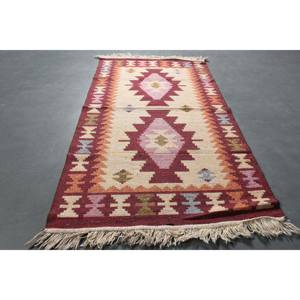 Alfombra Turca de 2.6x4.8 pies, Alfombra Pequeña Vintage, Alfombra de Lana a Cuadros Rojos - Product Image 2