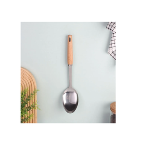 Cuillères à dessert en acier inoxydable de 8.1 pouces Cuillères à long manche avec manche en bois pour restaurants meilleur prix - Product Image 2