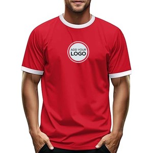 Camiseta de Manga Corta Ajustada con Ribete en el Cuello, 50% Poliéster/50% Algodón - Product Image 6