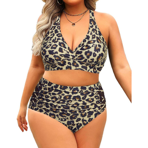 Ensemble de plage bikini écologique imprimé guépard pour femmes tissu sec respirant de haute qualité, prix de gros maillot de bain, OEM/ODM, - Product Image 1