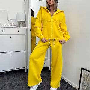 Conjunto Deportivo Personalizado para Mujer, de Peso Pesado, con Cremallera, Diseño Moderno, Holgado, de Dos Piezas, Sudadera con Capucha y Pantalones Deportivos - Product Image 4