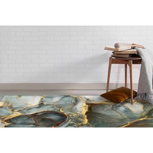 Tapis en marbre vert et or : Tapis d'appoint moderne antidérapant, tapis en chenille - Product Image 3