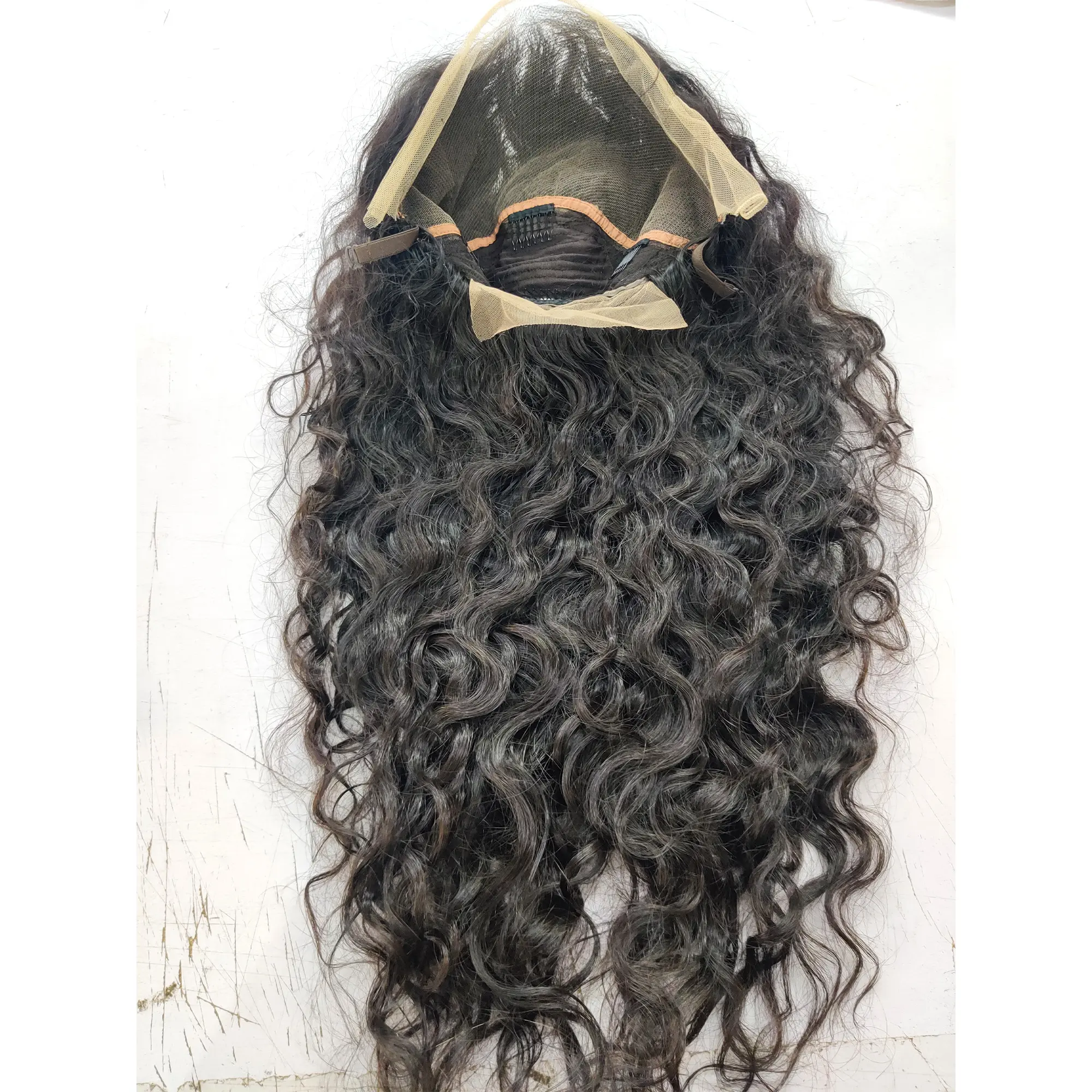 Peluca de cabello natural indio 100%, cabello Virgen sin procesar, ondulado, con cutículas, pelo alineación, de larga duración