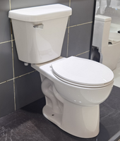 WC à double chasse de style moderne ADO-58, 300 mm, en céramique, siphonique, à double chasse, deux pièces, à poser au sol, avec abattant de siège en PP à fermeture douce 5
