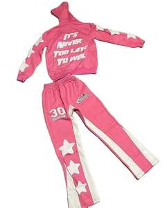 Custom Flared Sweatpants and Hoodies <b>Sets</b> Puff Print Heavyweight 100% Cotton Sweat Suits Fleece Men Flare <b>pink</b> <b>Tracksuit</b> Women - Product Image 1