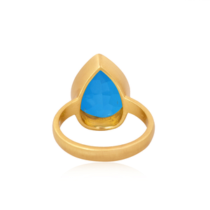 Anillo de cuarzo doblete de Topacio Azul suizo, fabricante de anillos de latón de moda para mujer chapados en oro de 22K, proveedores de joyería - Product Image 2
