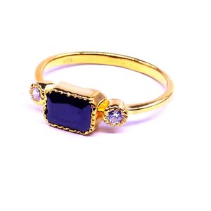Everyday Wear 925 Sterling Silver Gold Plated Vermeil <b>Black</b> <b>Onyx</b> Diamond Gemstone Women Wear <b>Ring</b> - Product Image 6
