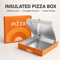 Boîte à pizza doublée de papier aluminium pour la livraison à emporter, emballage alimentaire pour restaurant avec maintien de la chaleur et impression de logo personnalisé