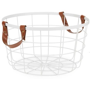 Best Quality Metal Wire <b>Large</b> Size Multi Usage Bucket With Leather Handle Organizers for Home & Kitchen. - Product Image 1