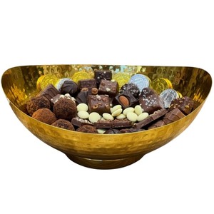 Bol de service en chocolat doré au design élégant, plat de présentation ovale en métal élégant pour chocolats, bonbons, desserts, décoration de fête de mariage à domicile - Product Image 5