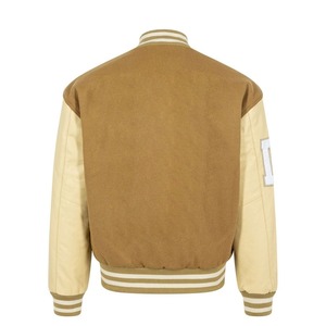 Chaqueta universitaria de fútbol con bordado totalmente personalizado, chaqueta universitaria con mangas de bombardero de lana y Cuero 100% - Product Image 5