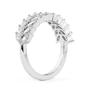 Bague de fiançailles fantaisie coupe marquise pour femme, bague de mariage en or blanc, bague empilable - Product Image 6