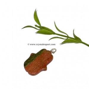 Natural Stone Pendant <b>Raw</b> Crafts Spiritual Healing <b>Crystal</b> Charms Unakite Hamsa Pendants for meditation - Product Image 1