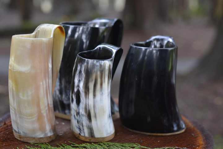 Handcrafted Viking-Style Drinking Horn Mug - Authentic & Unique Gift Real Buffalo Koi Horn ,Horn Drinking Cup.