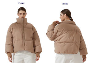 Veste bouffante brodée manteaux amples rembourrés en duvet pour l'extérieur veste en coton léger à col montant pour femmes - Product Image 3
