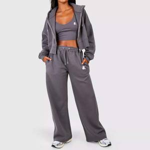 Survêtement d'hiver vintage imprimé délavé à l'acide, respirant, 2-en-1, épais, zippé, pour femme, 100 % coton - Product Image 1