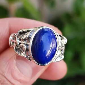 Boho Chic Lapis Lazuli <b>Statement</b> <b>Ring</b> Handmade Sterling Silver <b>Ring</b> for Gift - Product Image 1