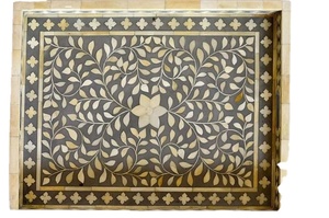 Plateau de service en incrustation d'os avec motifs arabes, taille et couleur personnalisables, plateau à un niveau, vaisselle multifonctionnelle - Product Image 3
