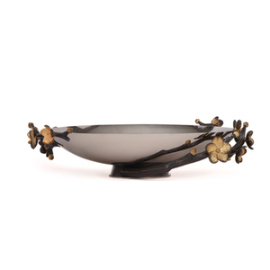 Design antique pour ustensiles de cuisine Bol décoratif de table Bol de service en métal argenté de qualité exclusive avec branches florales - Product Image 1