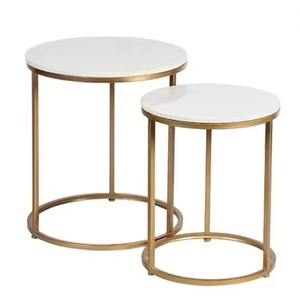 Custom Latest Modern <b>Round</b> <b>Side</b> <b>Table</b>/Stool with Marble Top Iron Base Top Grade Quality Adjustable for Hotels Cafes Restaurants - Product Image 2