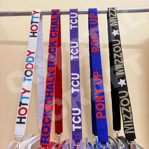 สายกระเป๋าลูกปัดแก้วลายตารางสีน้ำเงิน CRYSTAL CRAFT ประดับด้วยลูกปัดเม็ดเล็กสีขาวทองแบบกำหนดเอง เครื่องประดับแฟชั่นอินเดียสำหรับกระเป๋า - Product Image 2