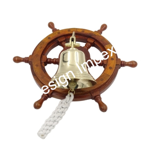 Rueda de barco de madera pulida, decoración de pared, campana colgante de latón, decoración de Festival de Navidad, artesanías de Metal, campanas decorativas, Colección para el hogar - Product Image 3