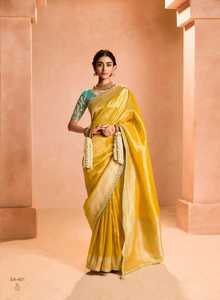 Collection de Sarees pour Femmes ZARI en Tissu de Soie Multicolore avec Broderie Lourde et Dentelle Imprimée Numérique - Product Image 4