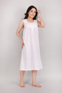 Fashionable <b>Long</b> Cotton Night Gown for Women Quick Dry Breathable Smooth All Season Elegant <b>Nighty</b> Nightdress Wholesale - Product Image 2