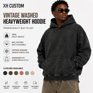 350G Heavy Weight Vintage Tie Dye Hoodie 80% Cotton Oversized Sweatshirt <b>Pullover</b> Streetwear Hoodie OEM ODM Manufacturer - Product Image 1