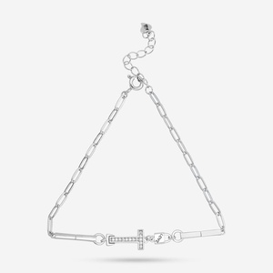 92.5 <b>Silver</b> Tennis <b>Bracelet</b> 188419 Rhodium Plated <b>Charm</b> <b>Bracelet</b> with Cross Key Shape Featuring Diamond Zircon for Gifts Parties - Product Image 1