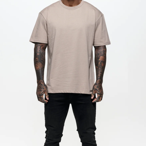 T-shirt surdimensionné à épaules tombantes en gros, personnalisé, imprimé de haute qualité, couleur unie, pour homme, été, en coton et fibre de bambou - Product Image 4