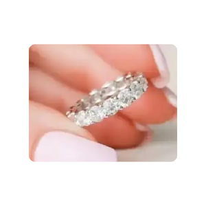 แหวนเพชรสีขาววงแหวนแต่งงานเพชรกลมทำจากทองคำขาว14 KT สำหรับแหวนหมั้นหญิง - Product Image 4