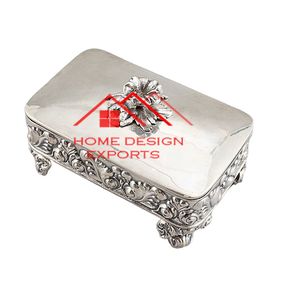 Último diseño espejo plata acabado en relieve diseño Metal joyero niño aspecto de lujo caja de Metal para el hogar - Product Image 1