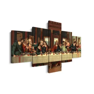 5 pièces Leonardo Da Vinci salle à manger décor ChristianThe Last Supper peinture jésus photos mur art décor à la maison nordique