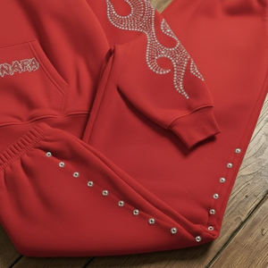 Survêtement personnalisé avec logo imprimé en strass, effet délavé, pour homme, prix ajustable, survêtements en strass pour homme - Product Image 6