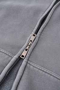 Sweat à capuche unisexe personnalisé à double fermeture éclair, coupe courte, délavé à l'acide, 100% coton, hiver, coupe oversize, épais, style vintage streetwear - Product Image 4