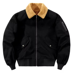 Wholesale <b>Patchwork</b> Bomber <b>Jacket</b> for Men Warm Winter Wear Custom Logo Front Pocket Casual Waterproof Breathable Windproof - Product Image 1