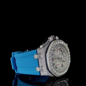 Relojes Personalizados para Hombre y Mujer con Diamantes, Movimiento de Cuarzo de Lujo, Esfera Brillante, Correa de Acero Inoxidable, Cristal VVS Moissanite - Product Image 3